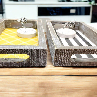 Squeeze the Day Lemon Wooden Tray – Rustic Farmhouse Decorative Accent