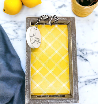 Squeeze the Day Lemon Wooden Tray – Rustic Farmhouse Decorative Accent