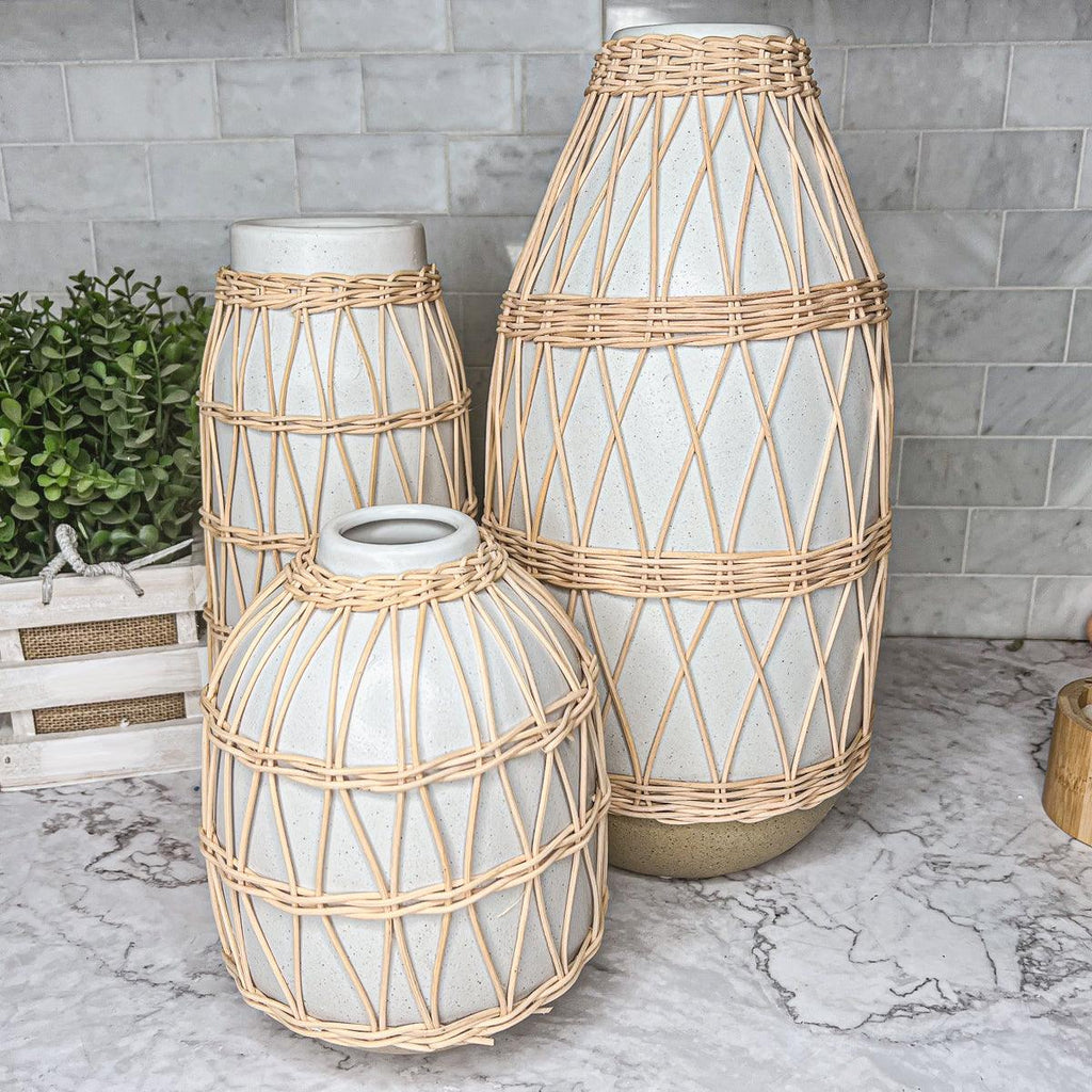 Madison Willow Vase Set – Handwoven Willow & Ceramic Decorative Vases
