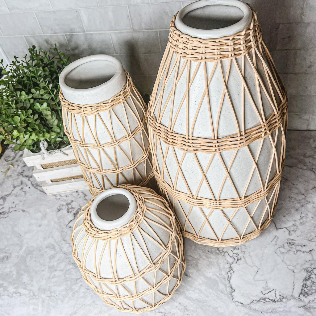 Madison Willow Vase Set – Handwoven Willow & Ceramic Decorative Vases