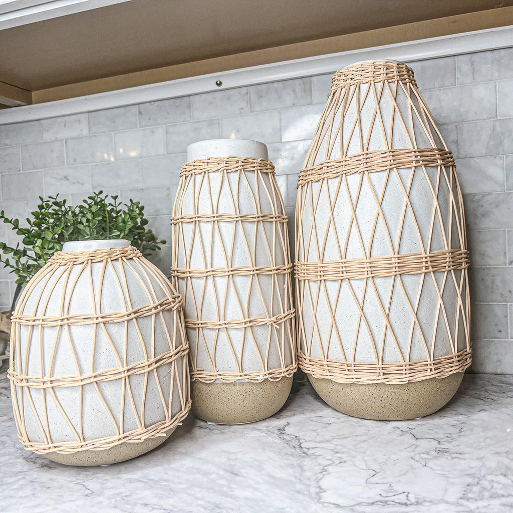 Madison Willow Vase Set – Handwoven Willow & Ceramic Decorative Vases