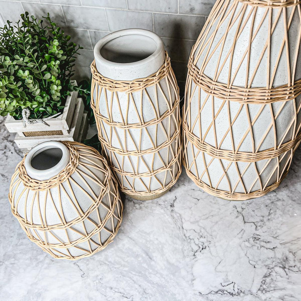Madison Willow Vase Set – Handwoven Willow & Ceramic Decorative Vases