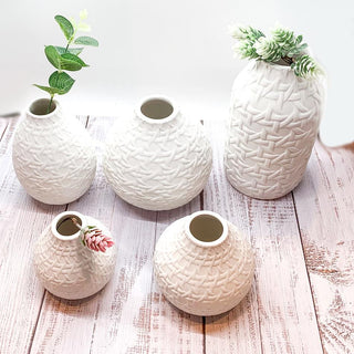 Madison Cane Web Ceramic Vases – Embossed Modern Collection