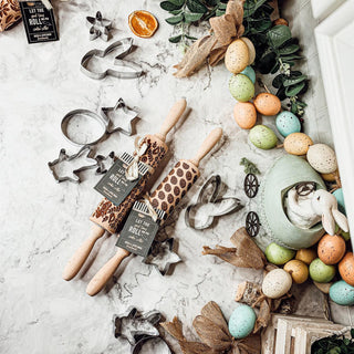 Easter & Spring Embossed Rolling Pin – Bunny, Floral, Boho & Egg Designs