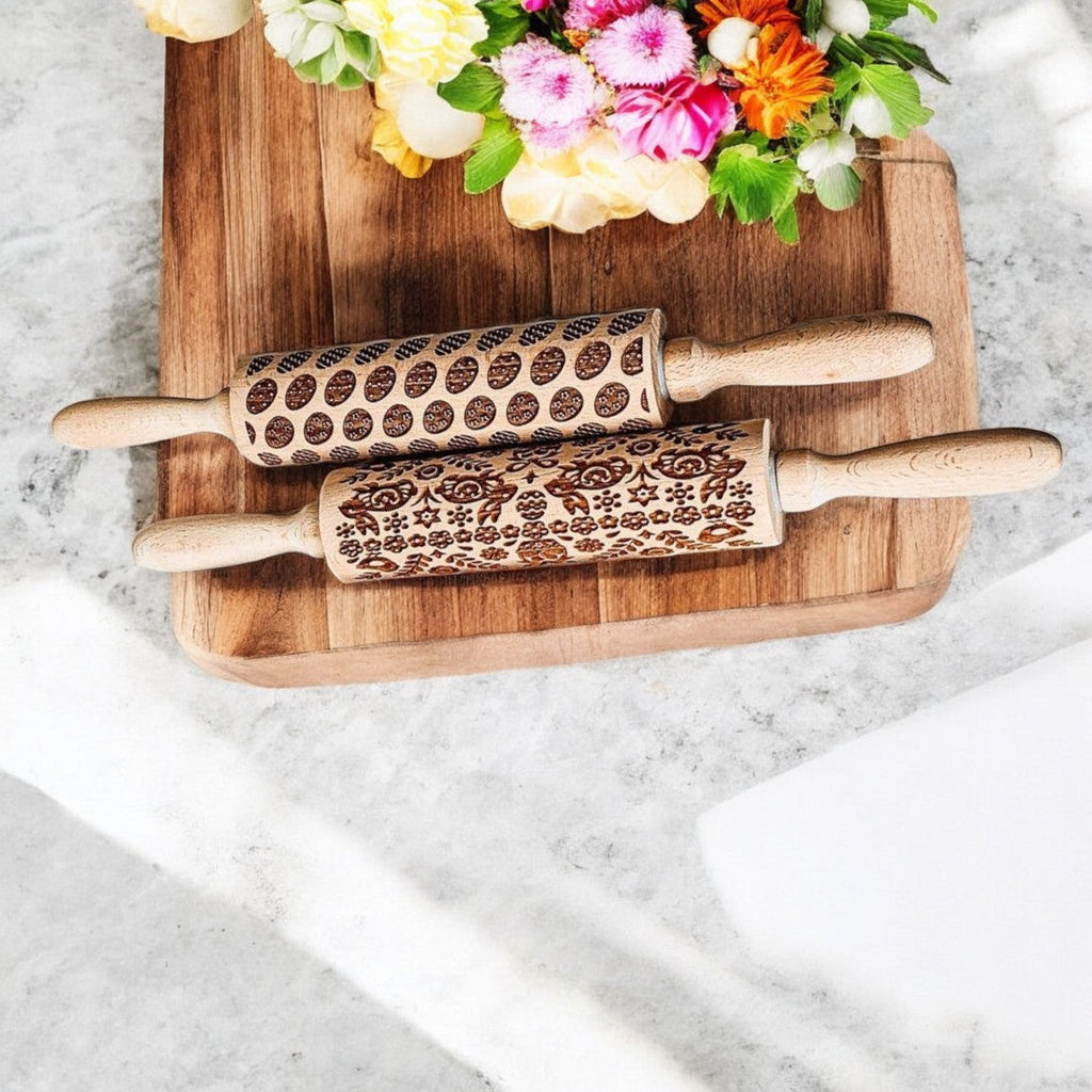 Easter & Spring Embossed Rolling Pin – Bunny, Floral, Boho & Egg Designs