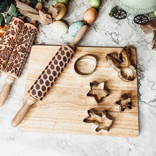 Easter & Spring Embossed Rolling Pin – Bunny, Floral, Boho & Egg Designs