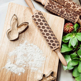 Easter & Spring Embossed Rolling Pin – Bunny, Floral, Boho & Egg Designs