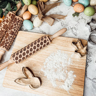Easter & Spring Embossed Rolling Pin – Bunny, Floral, Boho & Egg Designs