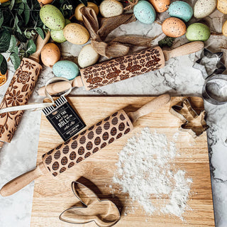 Easter & Spring Embossed Rolling Pin – Bunny, Floral, Boho & Egg Designs