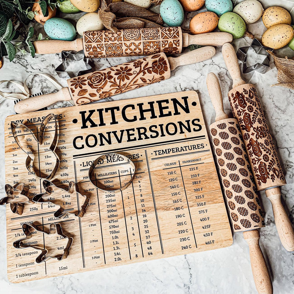 Easter & Spring Embossed Rolling Pin – Bunny, Floral, Boho & Egg Designs