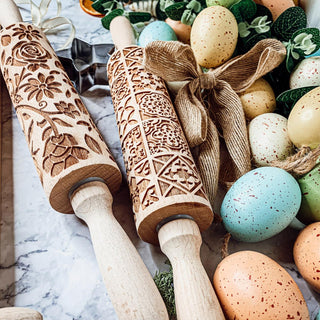 Easter & Spring Embossed Rolling Pin – Bunny, Floral, Boho & Egg Designs