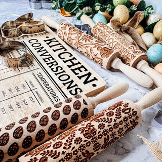 Easter & Spring Embossed Rolling Pin – Bunny, Floral, Boho & Egg Designs