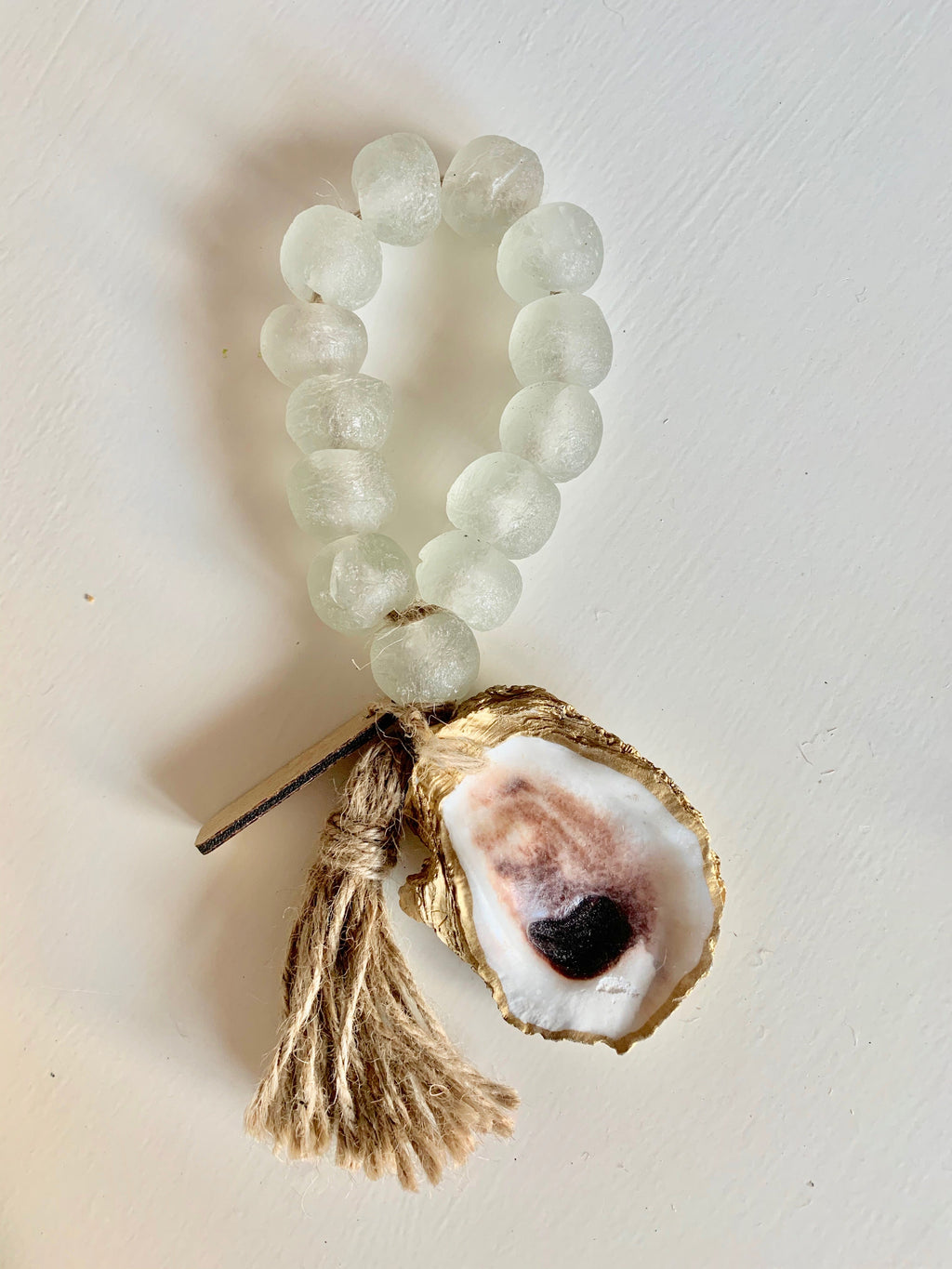 Tide Pool Sea Glass Bead Accent with 18K Gold Gilded Oyster