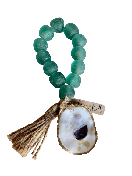 Tide Pool Sea Glass Bead Accent with 18K Gold Gilded Oyster