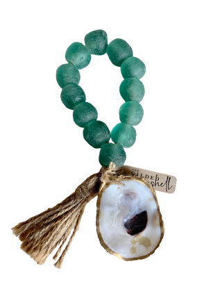 Tide Pool Sea Glass Bead Accent with 18K Gold Gilded Oyster