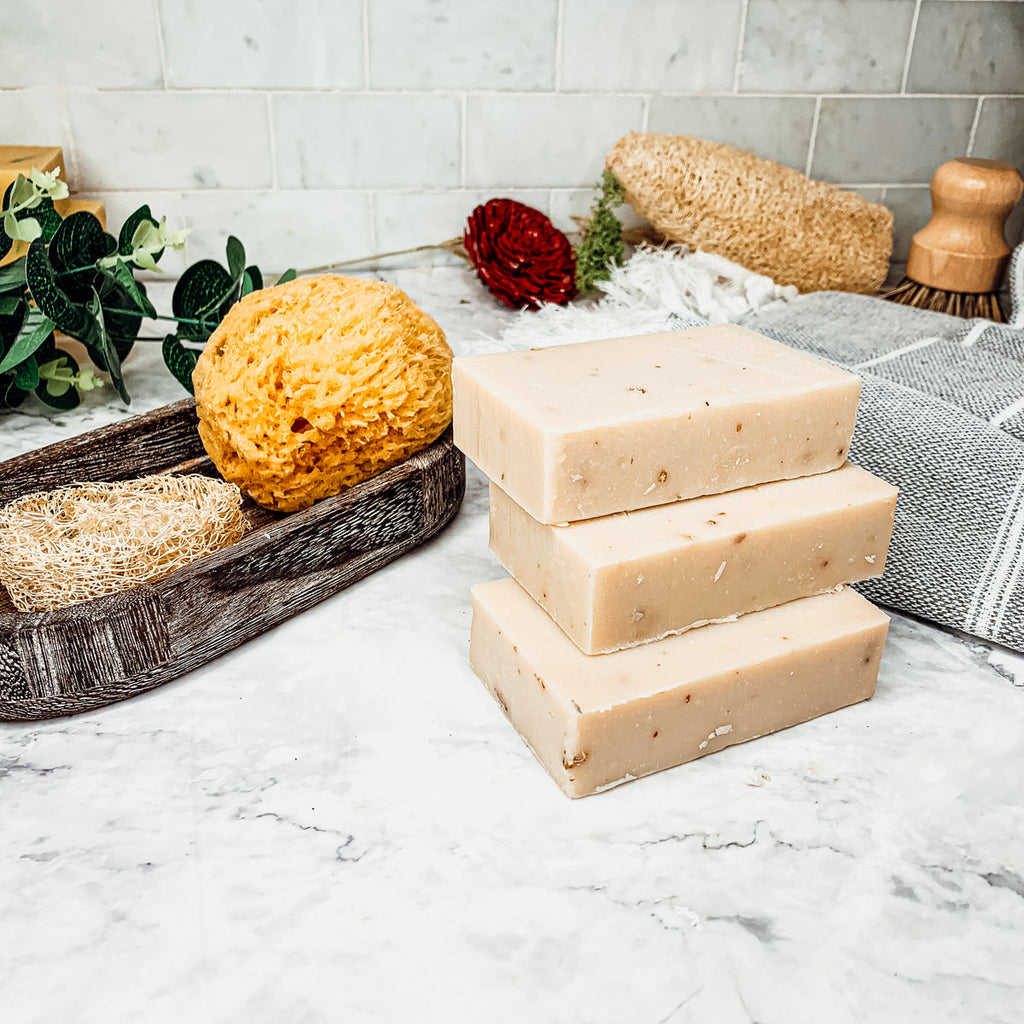 Tea Tree Grapefruit Scrub Soap Bar – Exfoliating Citrus Mint Cold Process (4.5–4.8 oz)