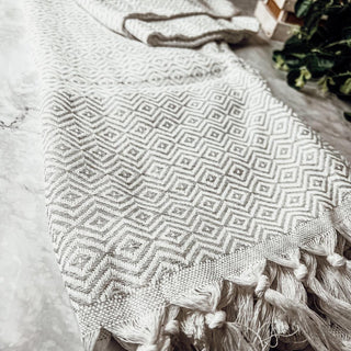 Azra Turkish Cotton Towel – Blue or Gray Woven Design (200 GSM, 40