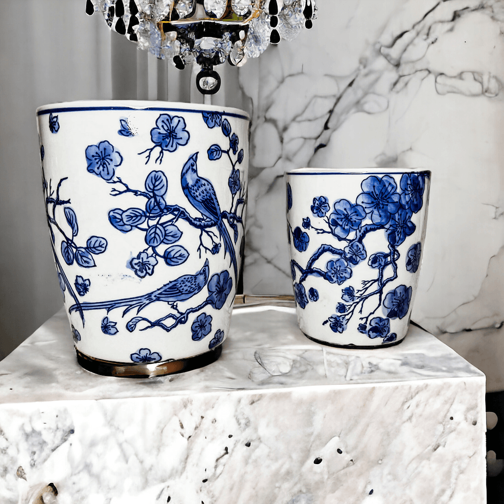 Classic Blue & White Chinoiserie Porcelain Vase – Hand-Painted