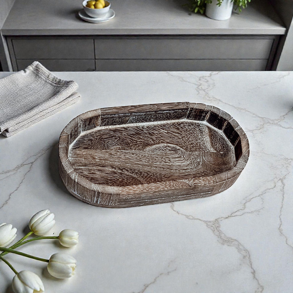 Rustic Wooden Trinket Tray – Handmade Paulownia Wood Organizer