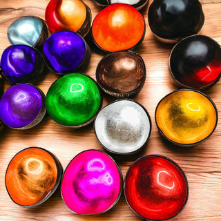 Coconut Rainbow Bowls – Gold Leaf Lacquered Coconut Shell Decorative Bowls