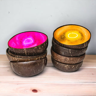 Coconut Rainbow Bowls – Gold Leaf Lacquered Coconut Shell Decorative Bowls