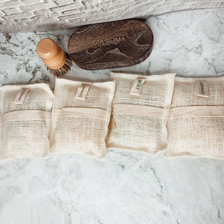 Exfoliating Jute Bath Mitt with Essential Oil Soap – Natural Spa Set