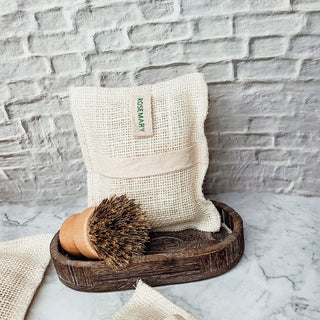 Exfoliating Jute Bath Mitt with Essential Oil Soap – Natural Spa Set