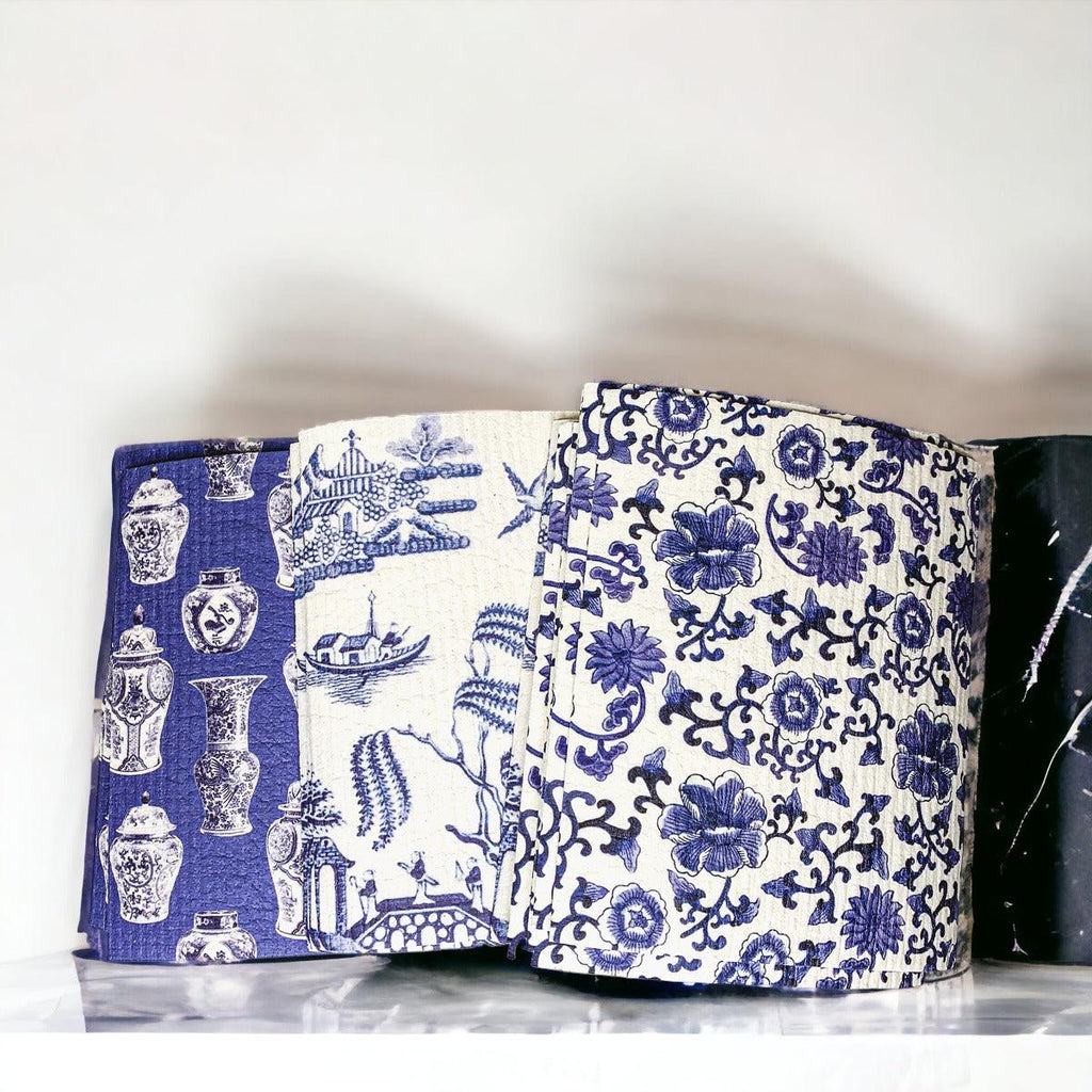 Chinoiserie Biodegradable Kitchen Cloth – Eco-Friendly Multipurpose Cleaning Cloth