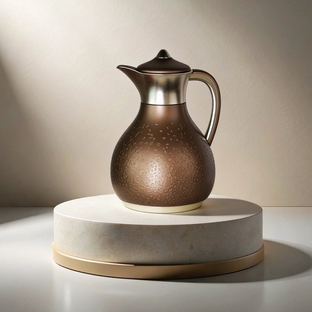 Nourhan - Vacuum Flask/Thermos - Bronze & Silver