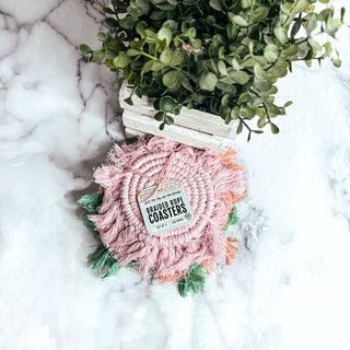 Braided Spiral Coasters with Tassels – Handcrafted Cotton Drink Coasters