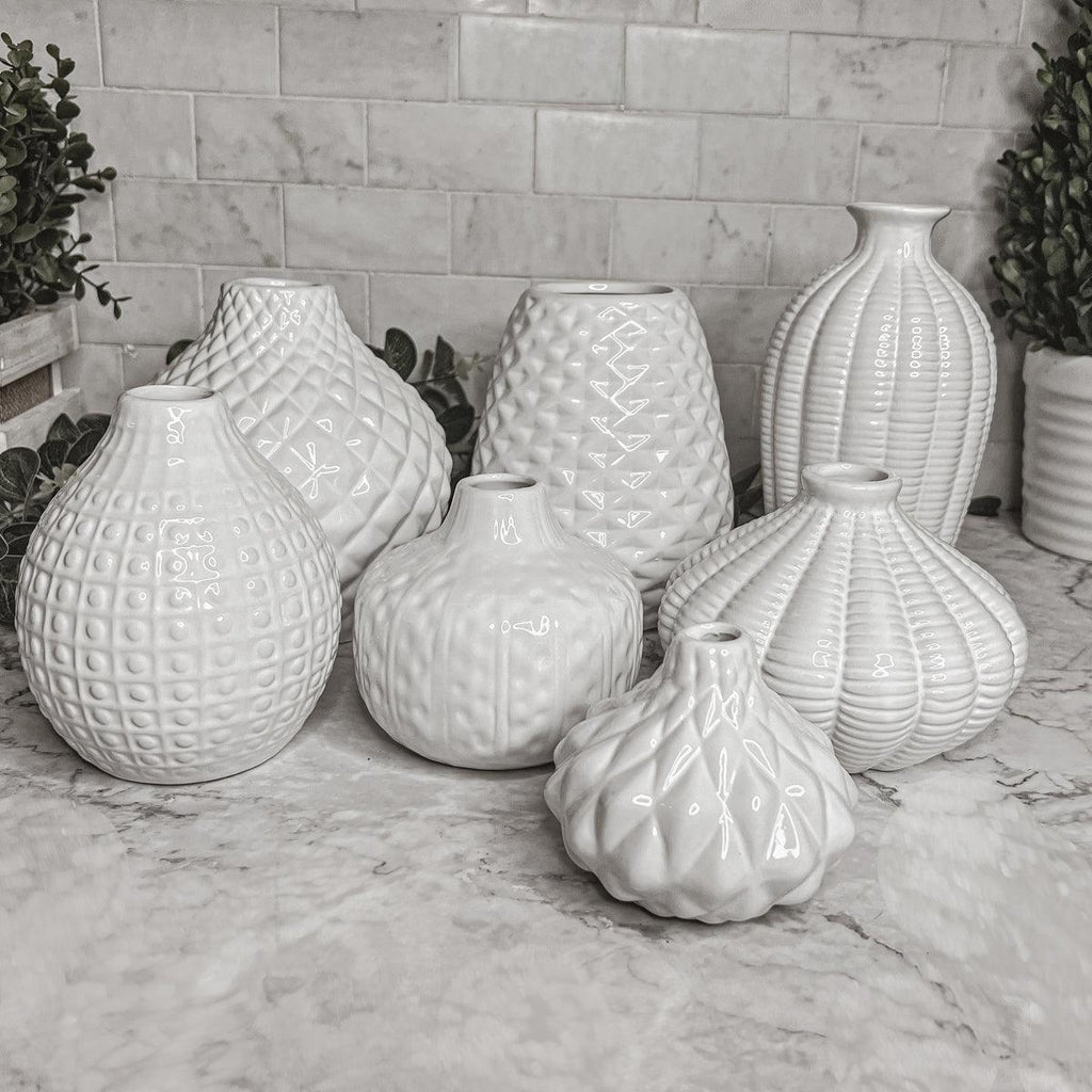 Whitney Artisan White Ceramic Vases – Sculptural Collection