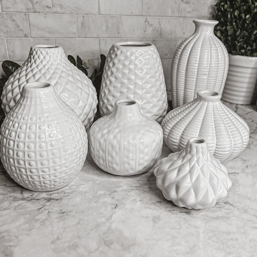 Whitney Artisan White Ceramic Vases – Sculptural Collection