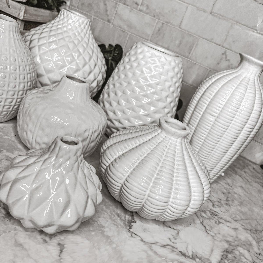 Whitney Artisan White Ceramic Vases – Sculptural Collection