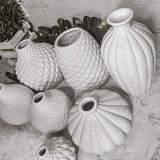 Whitney Artisan White Ceramic Vases – Sculptural Collection