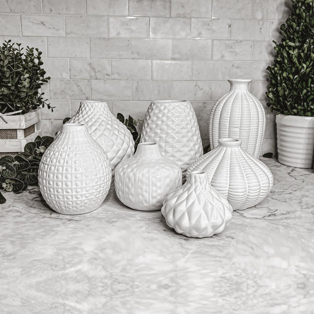 Whitney Artisan White Ceramic Vases – Sculptural Collection