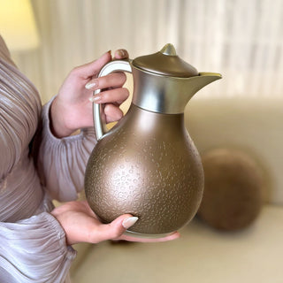 Nourhan - Vacuum Flask/Thermos - Bronze & Silver