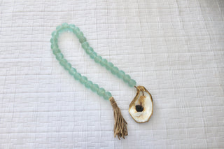 All Sea Glass Bead Garland with 18K Gold Gilded Oyster