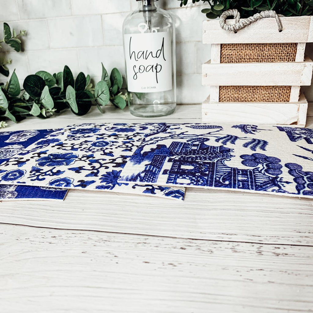 Chinoiserie Biodegradable Kitchen Cloth – Eco-Friendly Multipurpose Cleaning Cloth