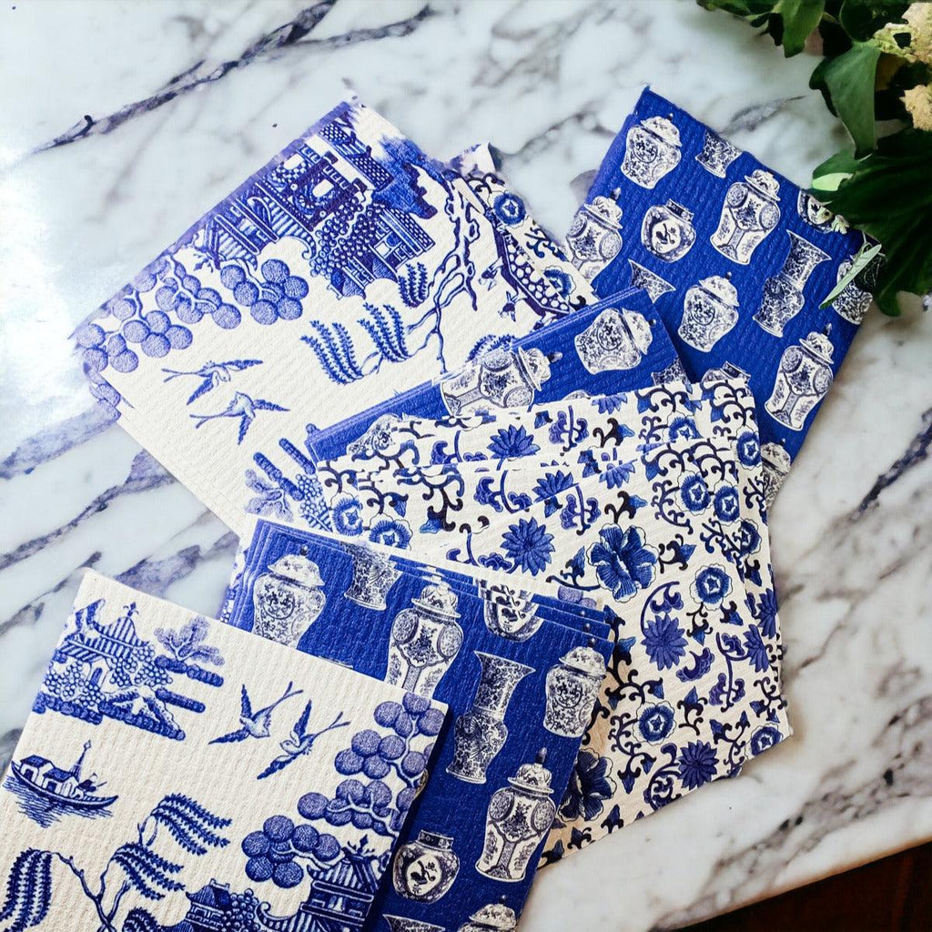 Chinoiserie Biodegradable Kitchen Cloth – Eco-Friendly Multipurpose Cleaning Cloth