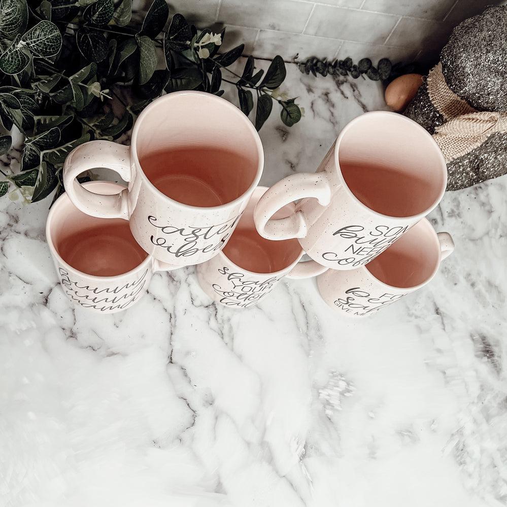 Dancing Bunny Easter Mug – Speckled Ceramic Spring Coffee Mug (16.23 oz)