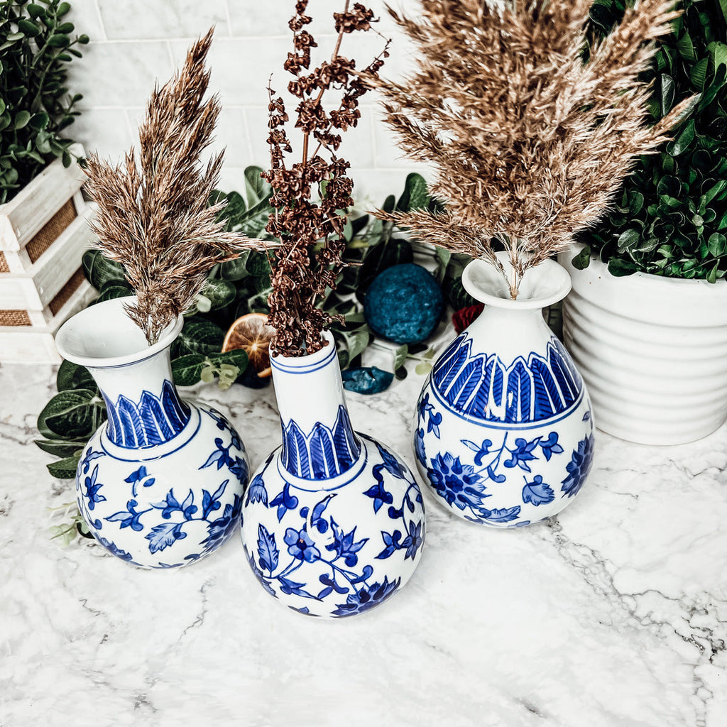 Mediterranean Canton Chinoiserie Porcelain Vases – Hand-Painted