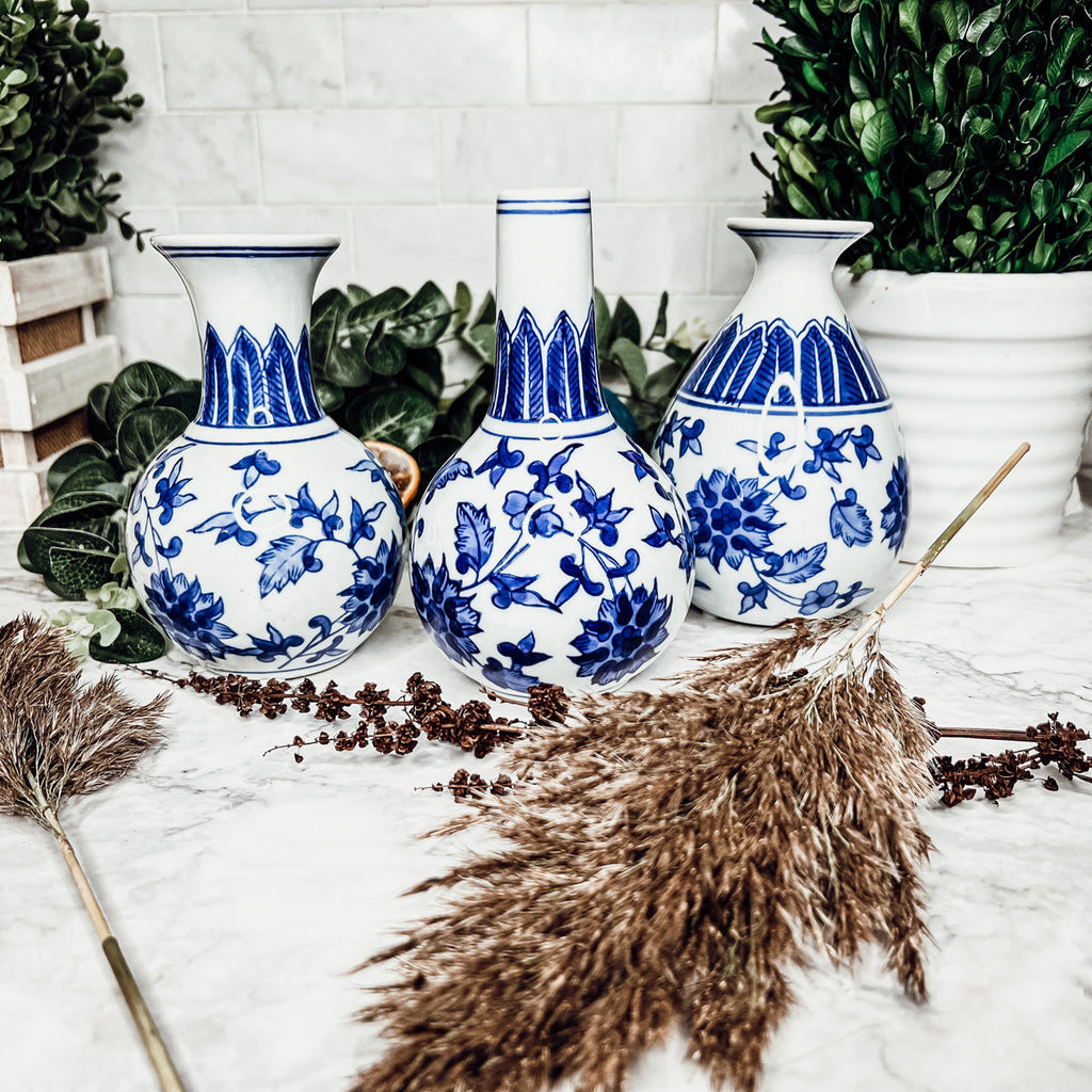 Mediterranean Canton Chinoiserie Porcelain Vases – Hand-Painted