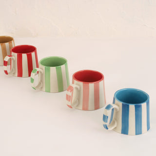 Ceramic Red Stripe Coffee Cup Set of 4
