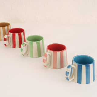 Ceramic Pink Stripe Coffee Cup Set of 4