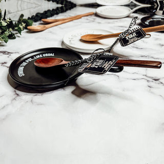 Give it a Rest Funny Spoon Rest & Wooden Spoon Set – Porcelain Kitchen Spoon Holder Gift