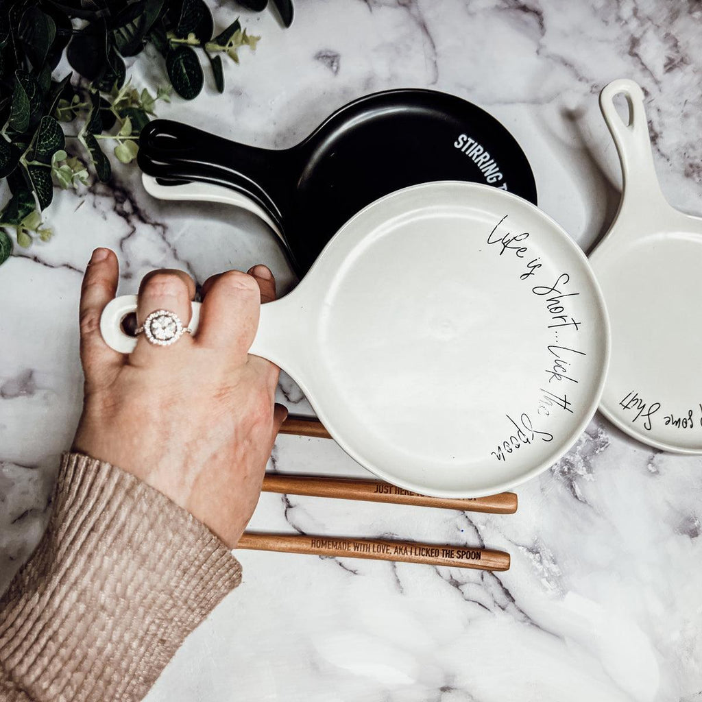 Give it a Rest Funny Spoon Rest & Wooden Spoon Set – Porcelain Kitchen Spoon Holder Gift