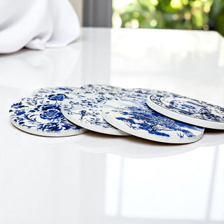 Blue & White Chinoiserie Ceramic Coasters – Classic Porcelain-Inspired Designs