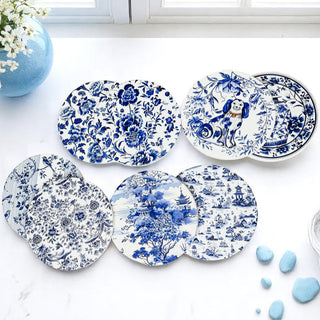 Blue & White Chinoiserie Ceramic Coasters – Classic Porcelain-Inspired Designs