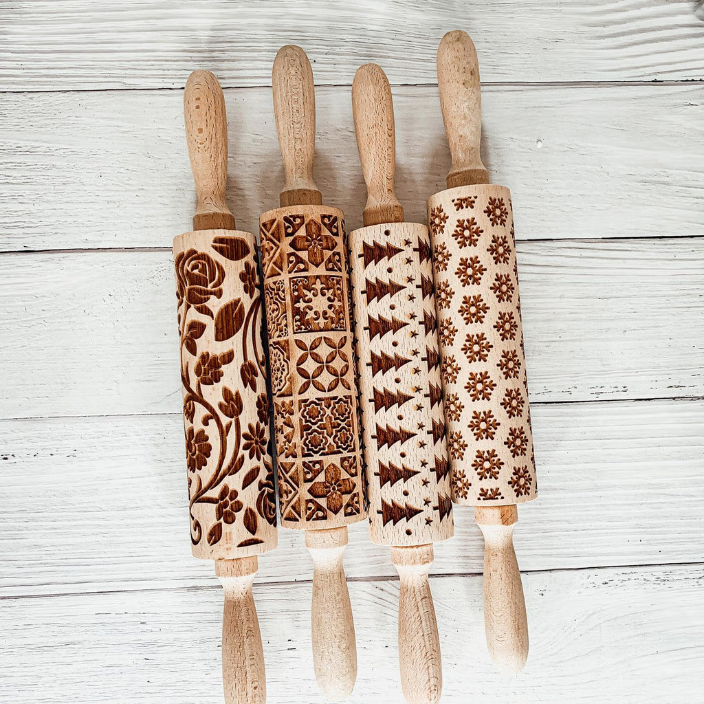 Easter & Spring Embossed Rolling Pin – Bunny, Floral, Boho & Egg Designs