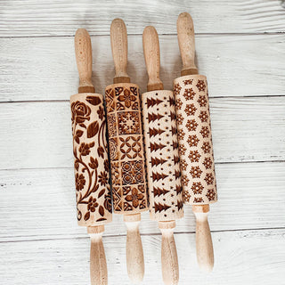 Easter & Spring Embossed Rolling Pin – Bunny, Floral, Boho & Egg Designs